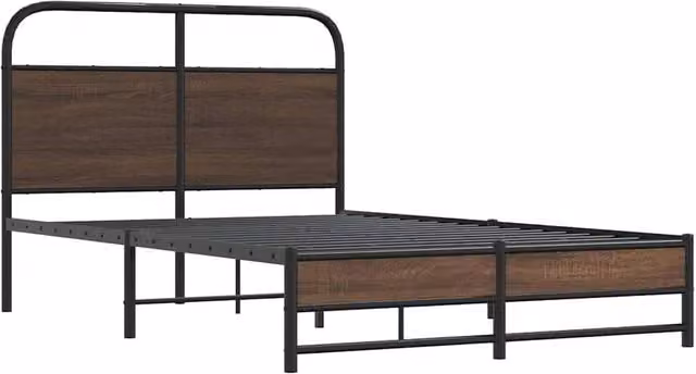 Berkfield Home Elegant Small Double Bed Frame in Brown Oak, W/D/H: 120 x 200 cm