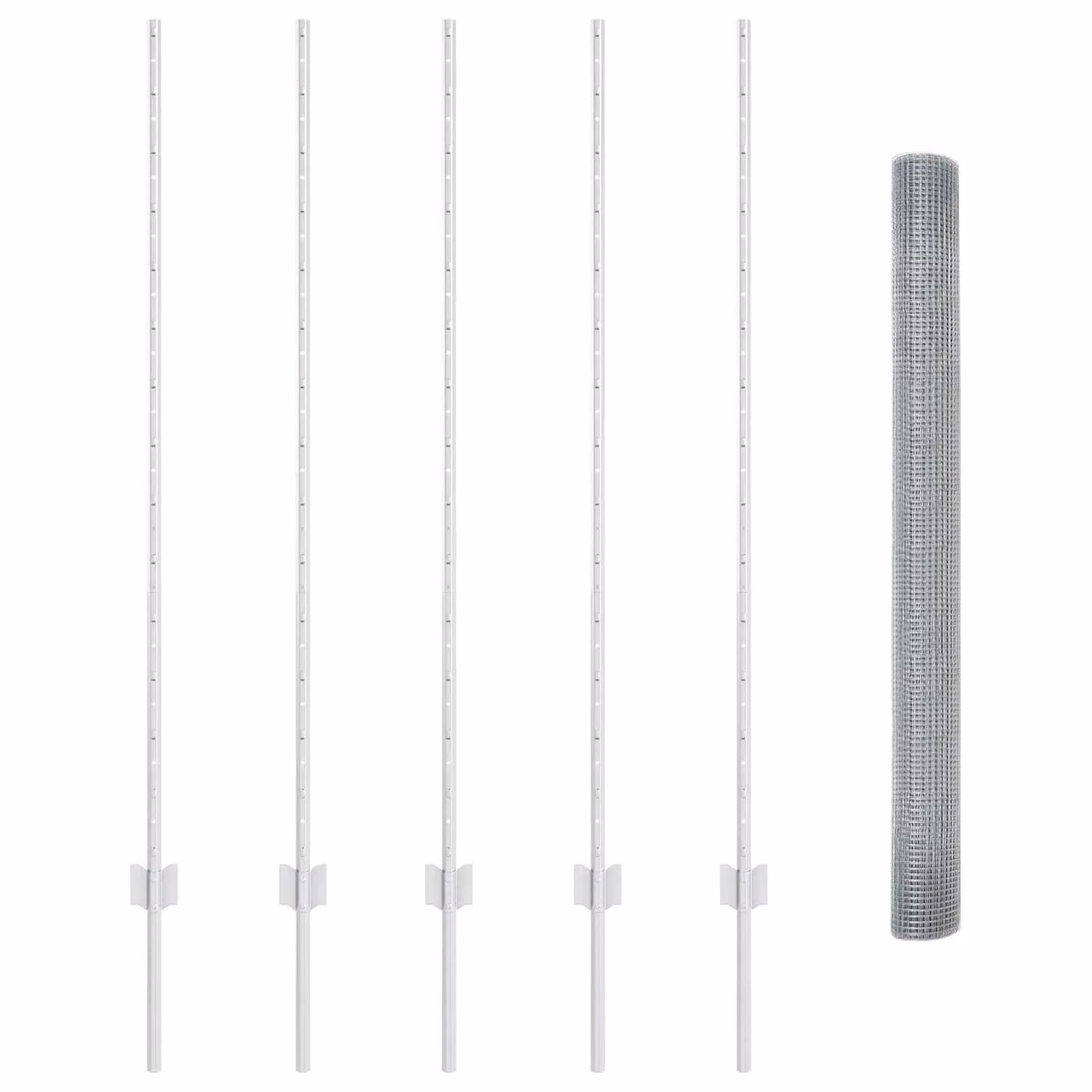Berkfield Home Silver Galvanised Steel Welded Wire Fence with 10 U-Profile In-Ground Posts, W: 140 cm, L: 10 m – 2