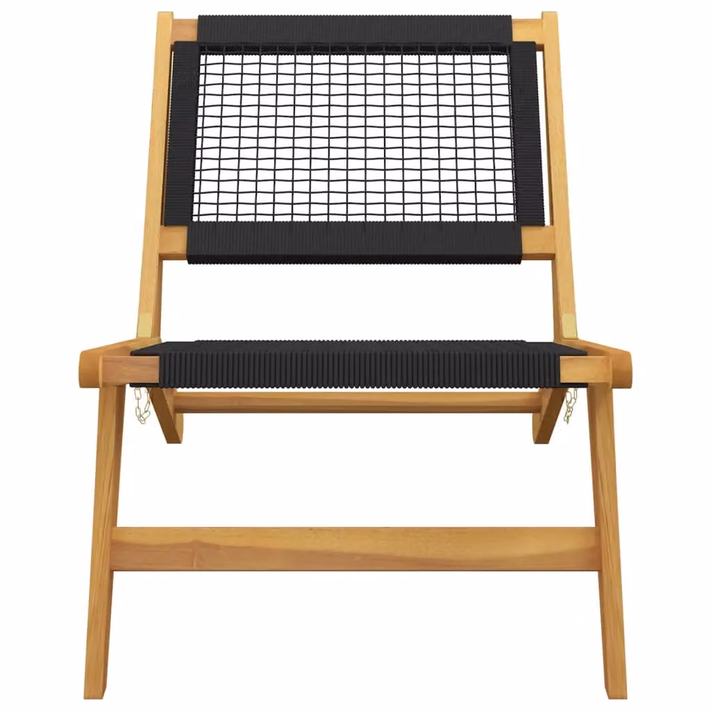 Berkfield Home Brown Teak Wood Garden Chair with Ottoman and UV-Resistant Polyester Fabric – 3