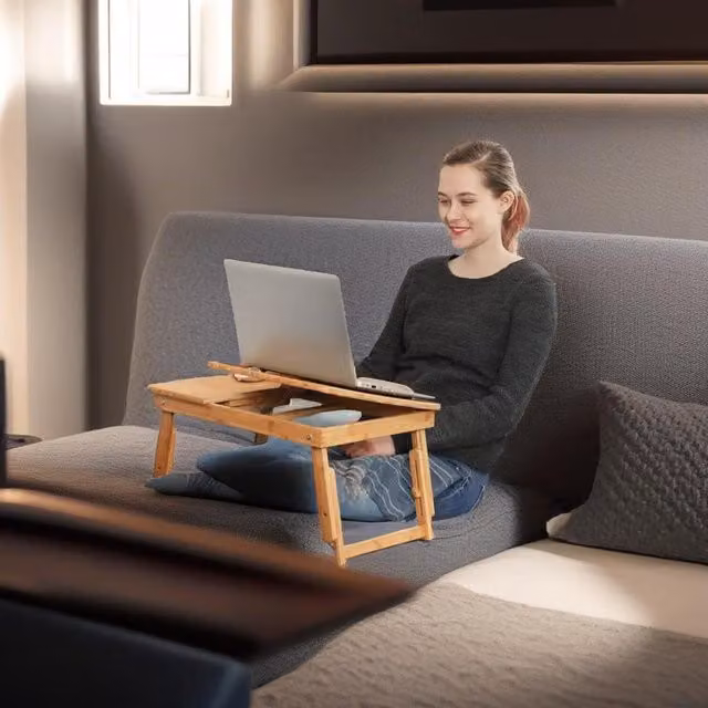 Modcraft Bamboo Folding Laptop Desk with Tilting Top in Brown