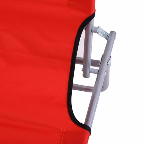 Outsunny Folding Sun Lounger with Canopy in Red, featuring Textilene Fabric and Powder Coated Steel Frame – 5