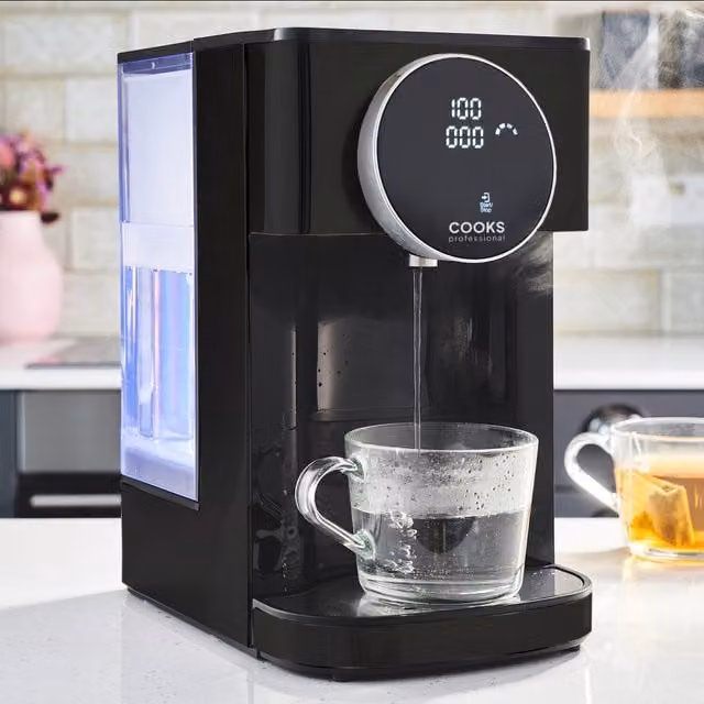 Cooks Professional Digital Hot Water Dispenser 2600W with 4L Removable Tank, Black and Silver
