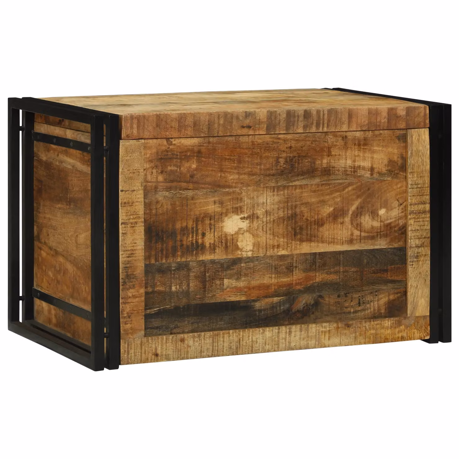 Berkfield Home Industrial Mango Wood Storage Box in Brown and Black, W/D/H: 80 x 50 x 50 cm – 3