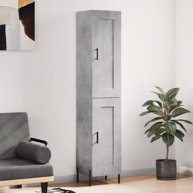 Berkfield Home Highboard in Concrete Grey, W/D/H: 34.5 x 34.0 x 180.0 cm