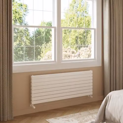 UK Radiators Typhoon Axis White Horizontal Designer Double Panel Radiator W: 140 cm, H: 54.4 cm – 2