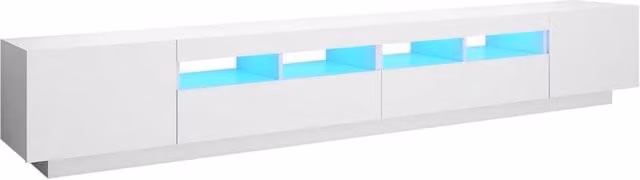 Berkfield Home Modern White Glossy TV Cabinet with Integrated LED Lighting, W: 260 cm, D: 35 cm, H: 40 cm