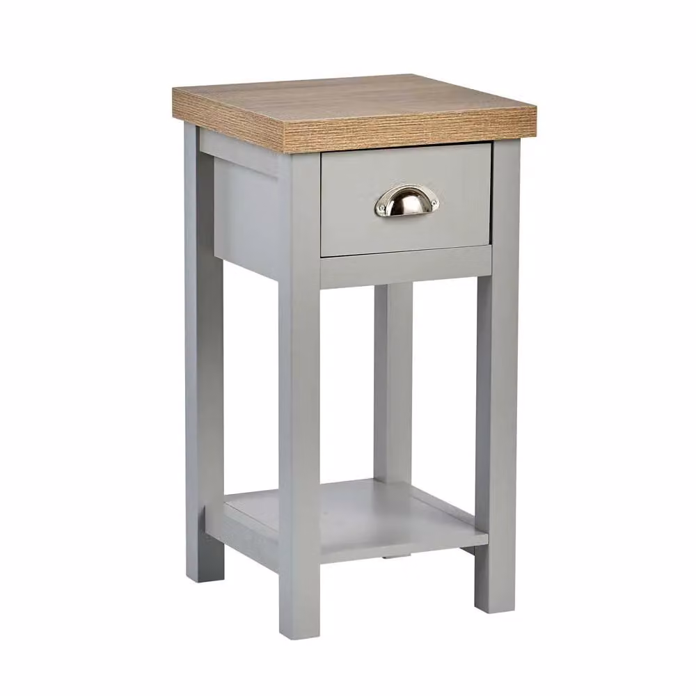 Home Source Avon 1 Drawer Slim Bedside Table Storage Unit in Grey – 5