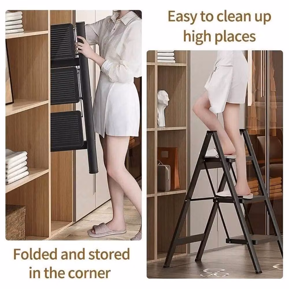 PAWNORA Heavy Duty 3 Step Folding Aluminium Ladder in Grey – 4