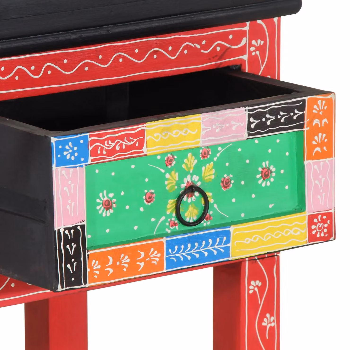 Berkfield Home Multi-Coloured Mango Wood Console Table in Red, W/D/H: 100 x 30 x 75 cm – 6