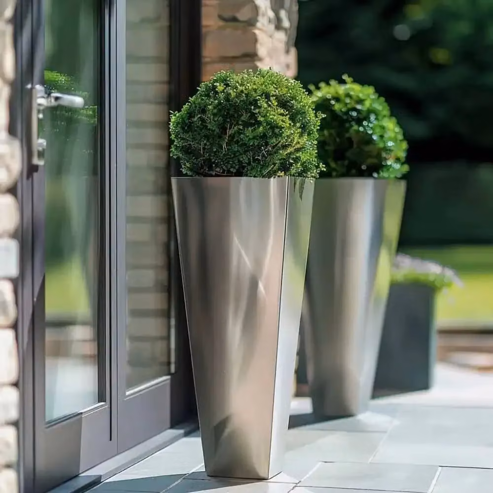 Woven Wood Silver Tall Tapered Square Planter, Height: 70 cm, Width: 30 cm, Depth: 30 cm – 2