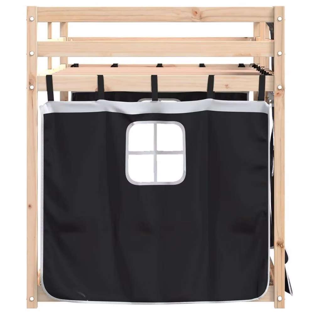 Berkfield Home Solid Wood Pine Bunk Bed in White and Black, W/D/H: 90 x 200 cm – 3