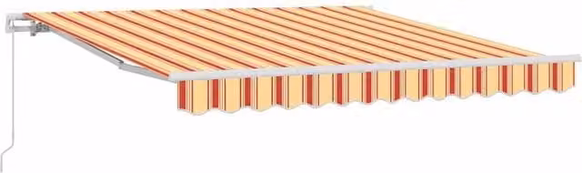 Berkfield Home Manual Retractable Wall-Mounted Awning in Yellow and Orange Striped Polyester, W/D/H: 350 x 250 cm