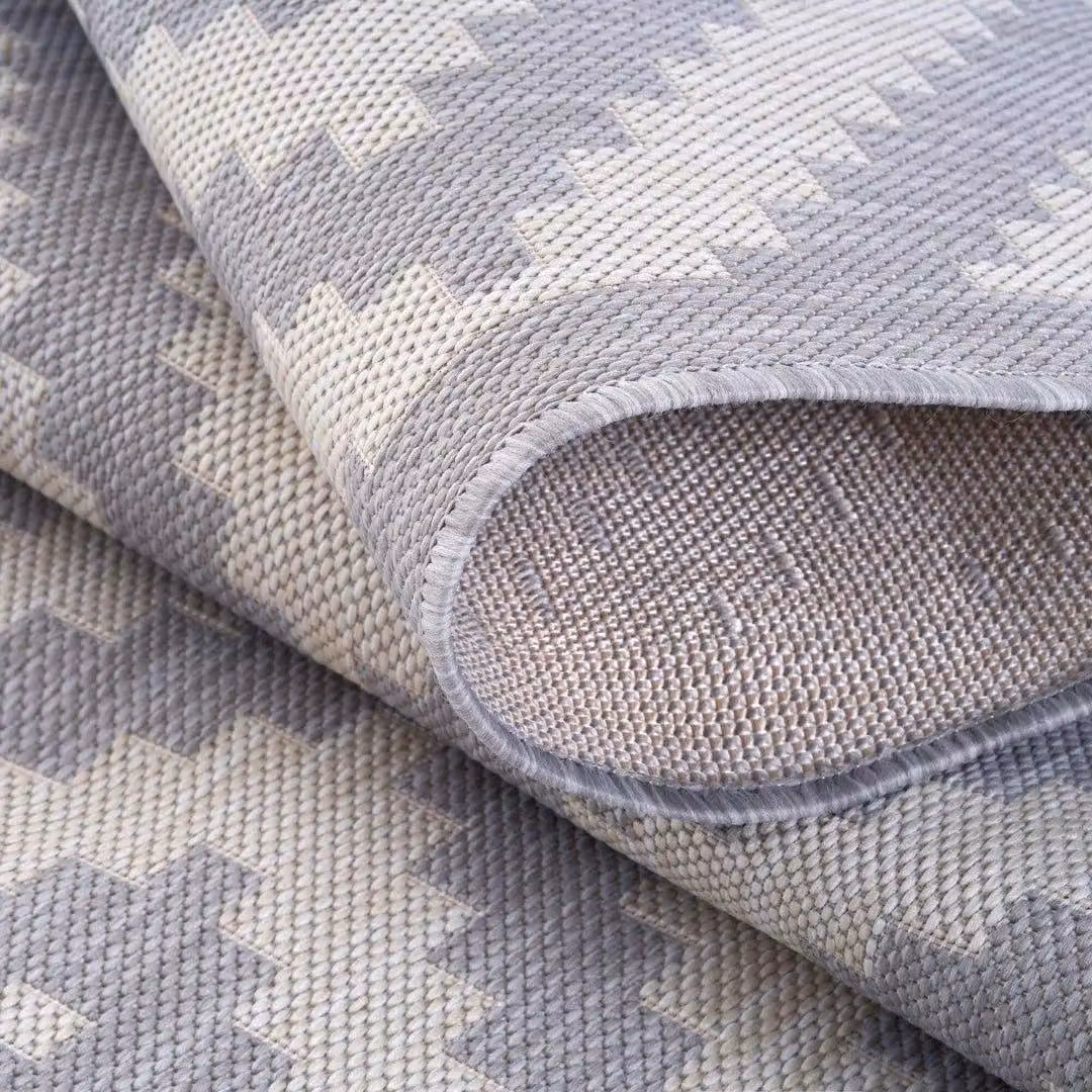 THE RUGS Geometric Diamond Indoor and Outdoor Rug in Grey and White, W/D/H: 120 x 170 cm – 2