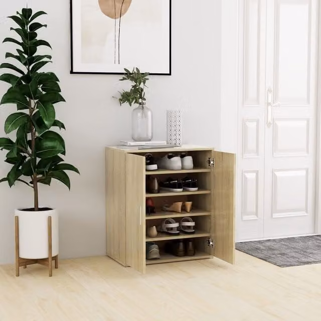 Berkfield Home Sonoma Oak Shoe Cabinet in Brown, W/D/H: 60 x 35 x 70 cm – 1