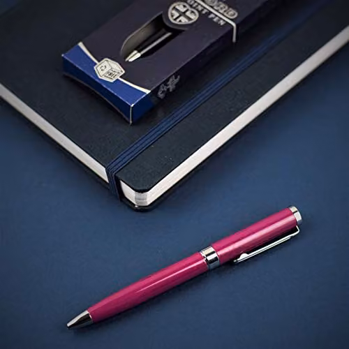 Helix Oxford Premium Metal Ballpoint Pen in Pink and Silver – 3