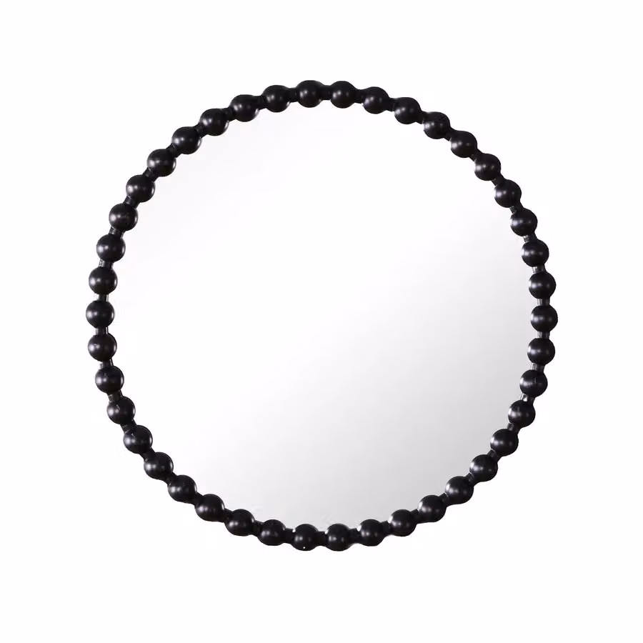 Home Garden Direct Como Large Round Beaded Wall Mirror in Black, Diameter: 90 cm – 2