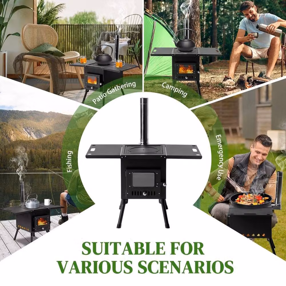 Kelvenix Portable Wood Burning Tabletop Cooking Stove in Black, W/D/H: 103 x 52 x 52 cm – 4