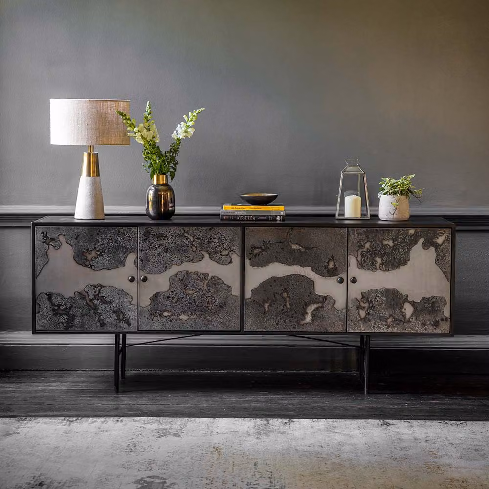 Atkin & Thyme Mercury Industrial Sideboard in Grey Metal