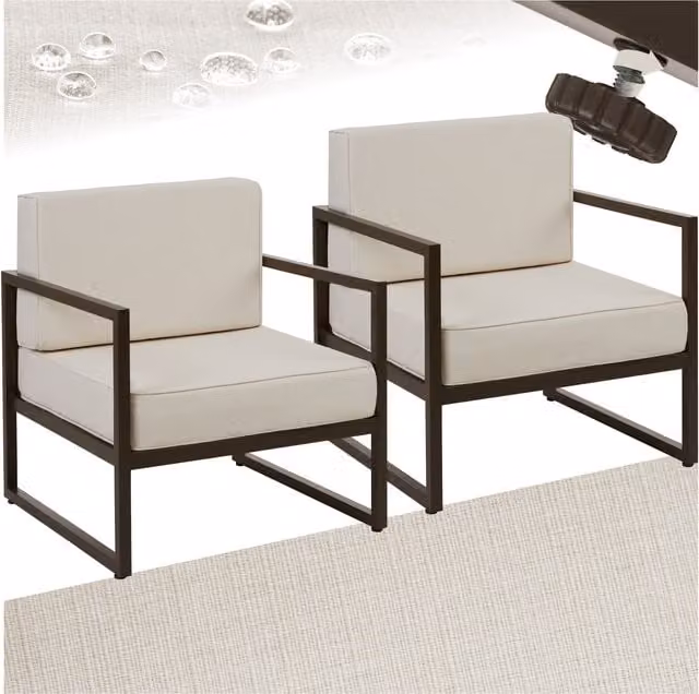 tectake Comosa Garden Chair with Padding and Water-Repellent Covers in Beige and Grey