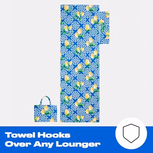 OHS Mediterranean Graphic Microfibre Beach Towel in Blue and White, W/H: 75 x 215 cm – 5