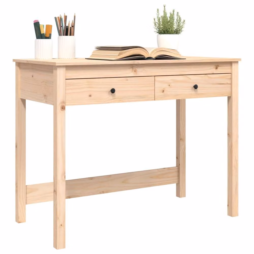 Berkfield Home Rustic Solid Wood Pine Computer Desk in Brown W/D/H: 100 x 50 x 78 cm – 2