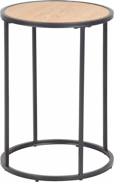 Furniture To Go Seaford Round Side Table with Black Metal Legs and Oak Top
