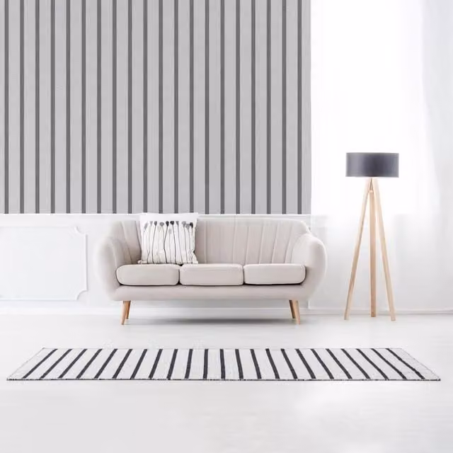 Superfresco Modern Abstract Striped Flat Wallpaper in Grey and White