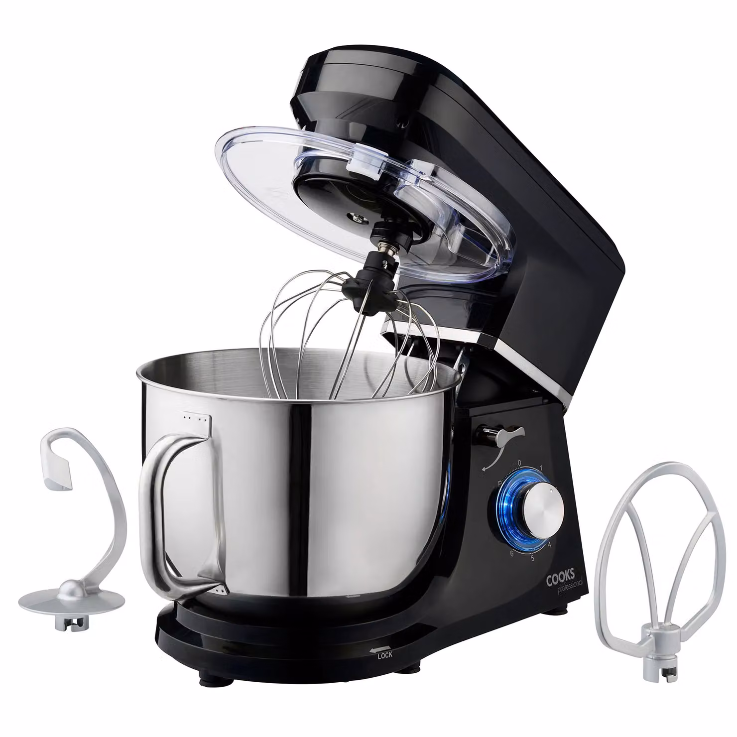 Cooks Professional Stand Mixer 1200W with 6 Speeds, Pulse Function and 7L Mixing Bowl in Black – 4