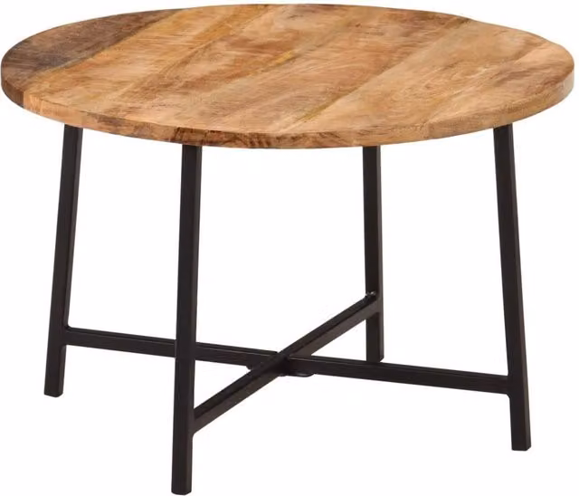 Berkfield Home Brown Mango Wood and Iron Industrial Coffee Table W/D/H: 54 x 54 x 35 cm – 1