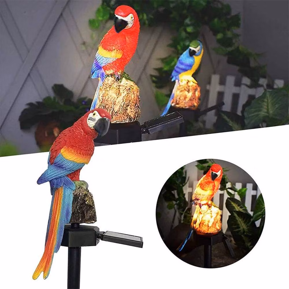 EONLION Red Parrot LED Solar Power Garden Light, Resin, Height: 100 cm – 4