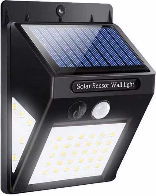 FLAVORA 4x 40 LED Solar Powered Outdoor PIR Motion Sensor Wall Light in Black – 1