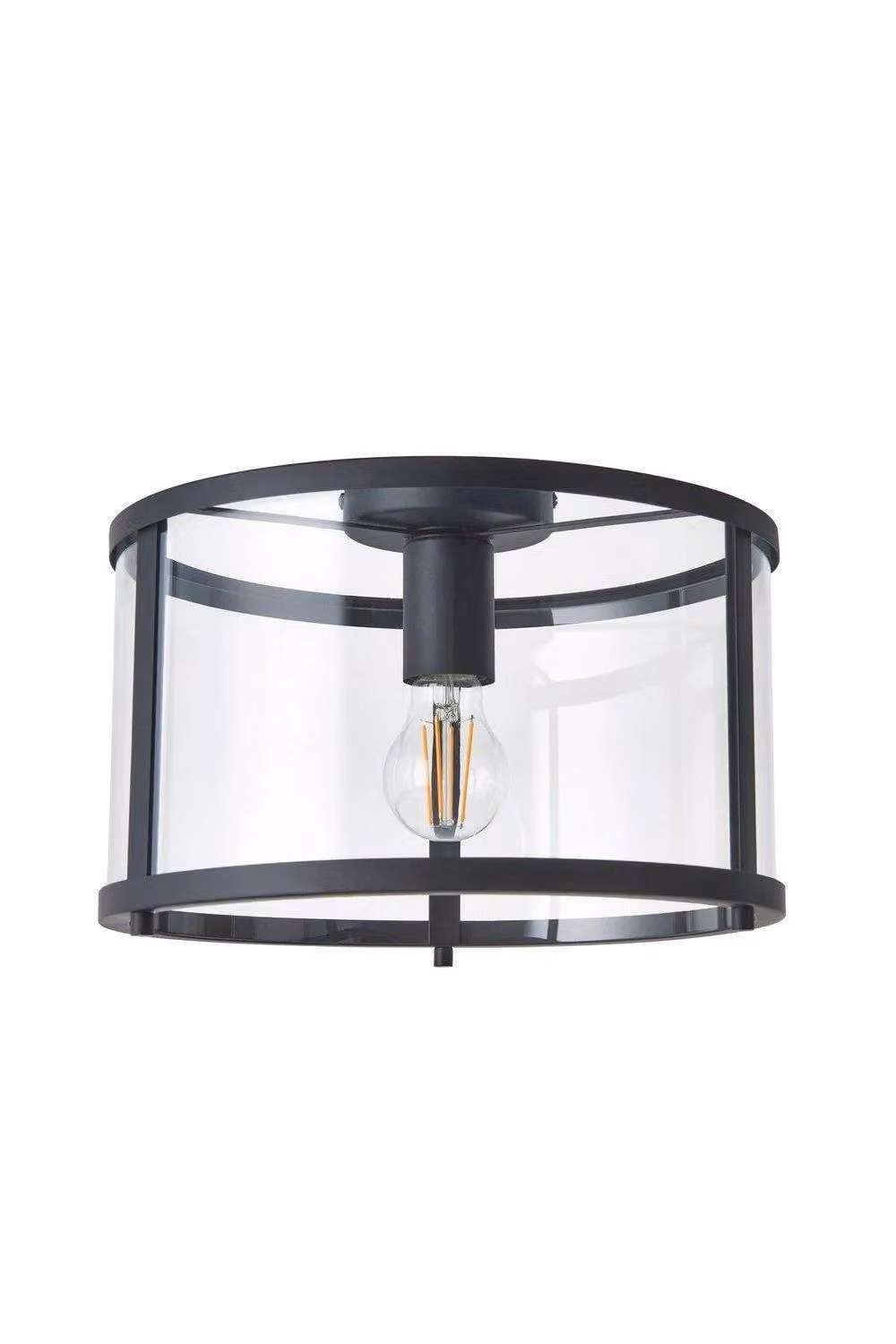 Netlighting Hopton Decorative Flush Ceiling Lamp in Matt Black and Clear Glass – 7