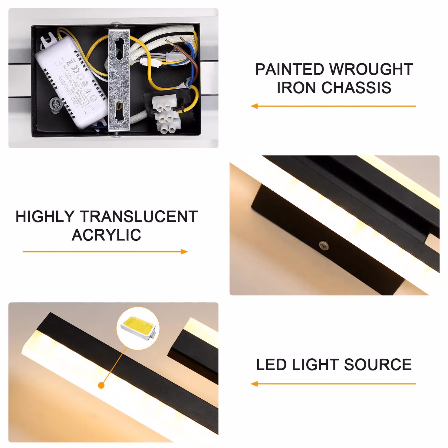 COMELY Modern Black LED Indoor Wall Lights with Up and Down Lighting and Dimmable CCT Settings – 7