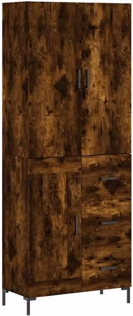 Berkfield Home Smoked Oak Highboard in Brown, W: 69.5 cm, D: 34 cm, H: 180 cm – 1