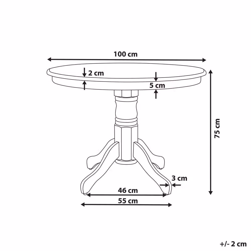 Wyld and Coco Black Vintage Round Rubberwood Dining Table, Diameter: 100 cm, Height: 75 cm – 4