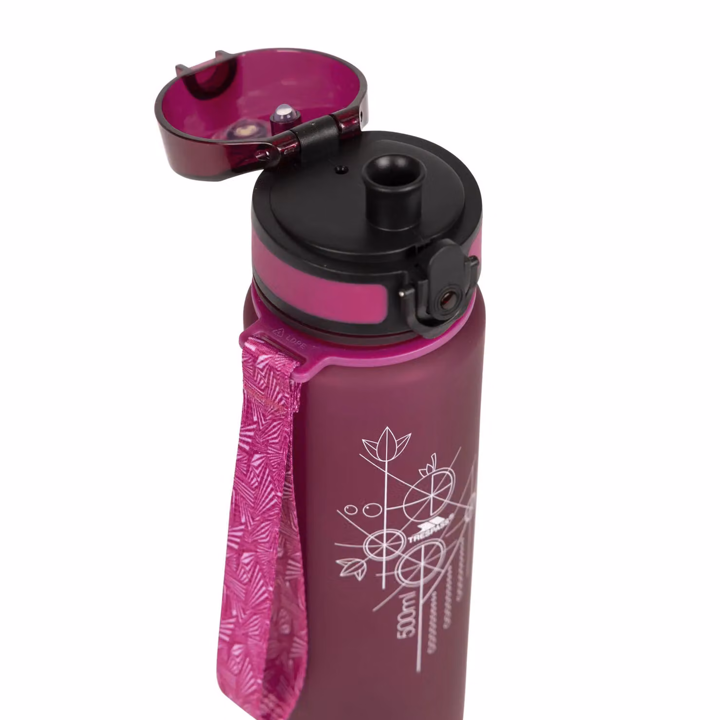 Trespass Flintlock BPA-Free Plastic Sports Bottle with Flip Cap in Pink – 2