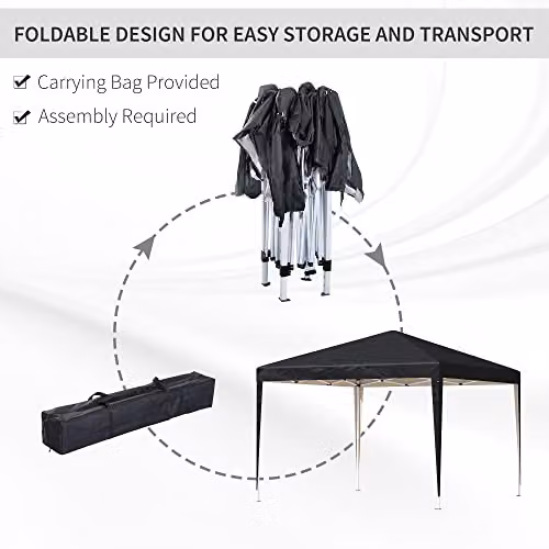 Outsunny Black Pop Up Garden Gazebo Height Adjustable Marquee Party Tent, W: 300.0 cm, D: 300.0 cm, H: 255.0 cm – 4