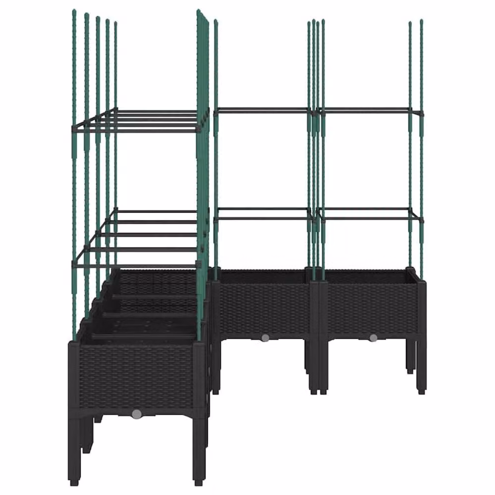 Berkfield Home Garden Planter with Trellis in Black, W/D/H: 160 x 120 x 142.5 cm – 4