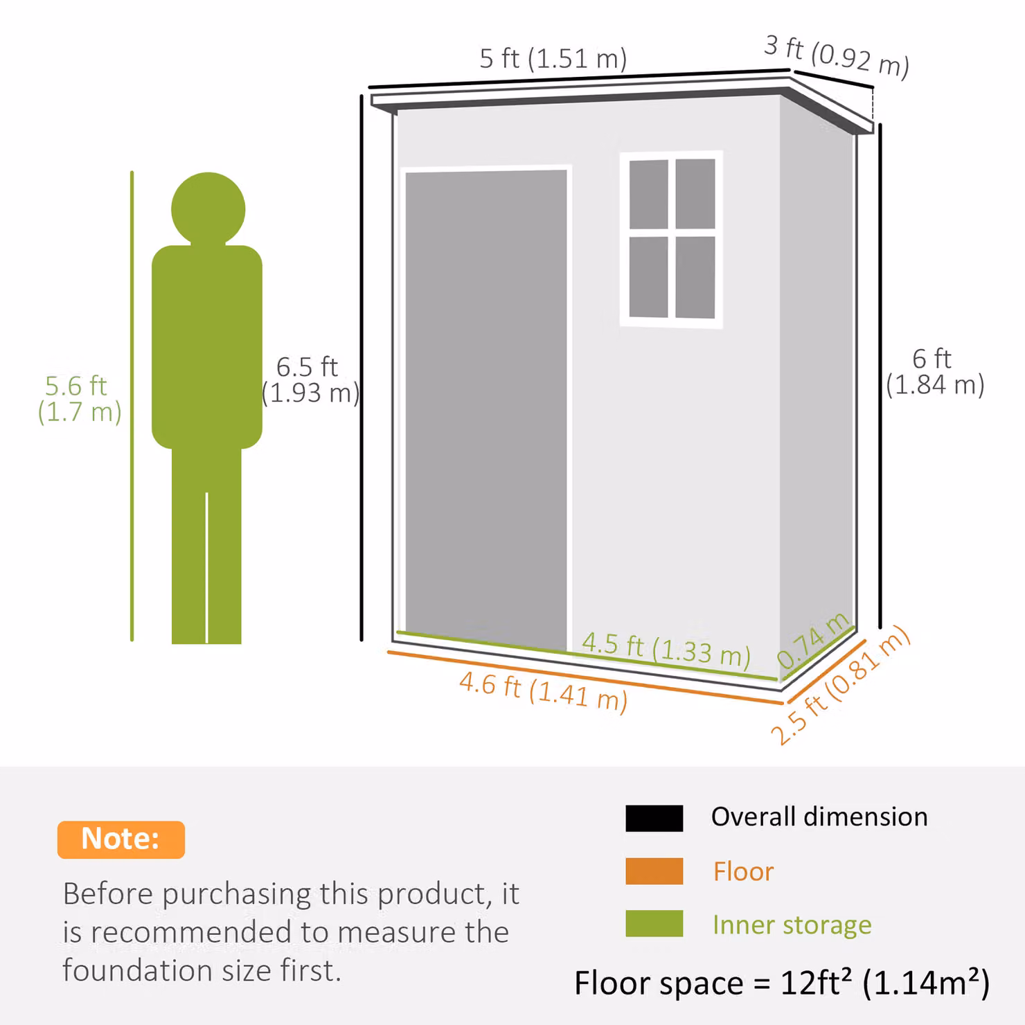 Outsunny Dark Grey Garden Storage Shed with Floor, Window and Lockable Door, W: 152.4 cm, D: 91.44 cm, H: 152.4 cm – 2