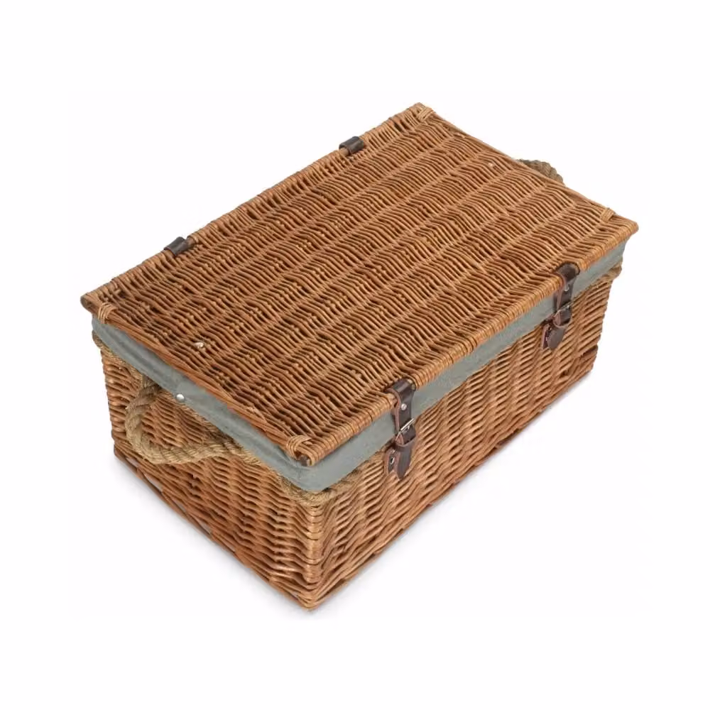 Red Hamper Double Steamed Rope Handled Trunk with Grey Lining in Brown, W/D/H: 61 x 40 x 29 cm – 2