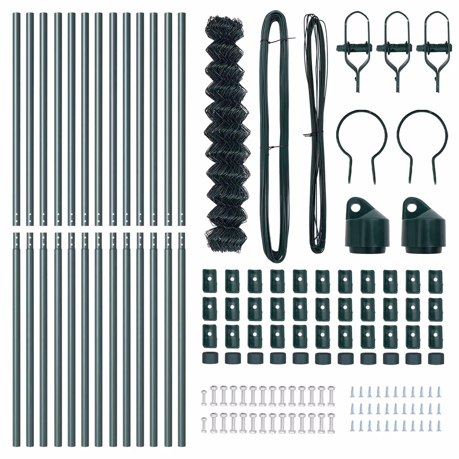 Berkfield Home Green Galvanised Steel Chain Link Fence with 13 Posts, W: 25 m, H: 1.4 m – 4
