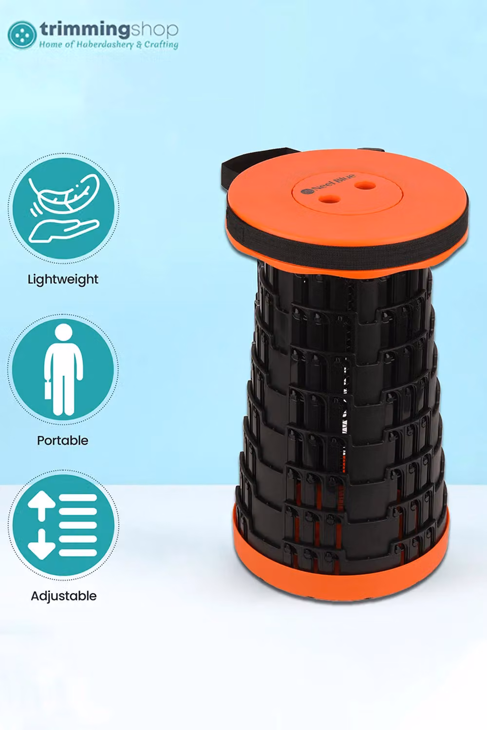 Neel Blue Portable Collapsible Camping Stool in Orange – 3
