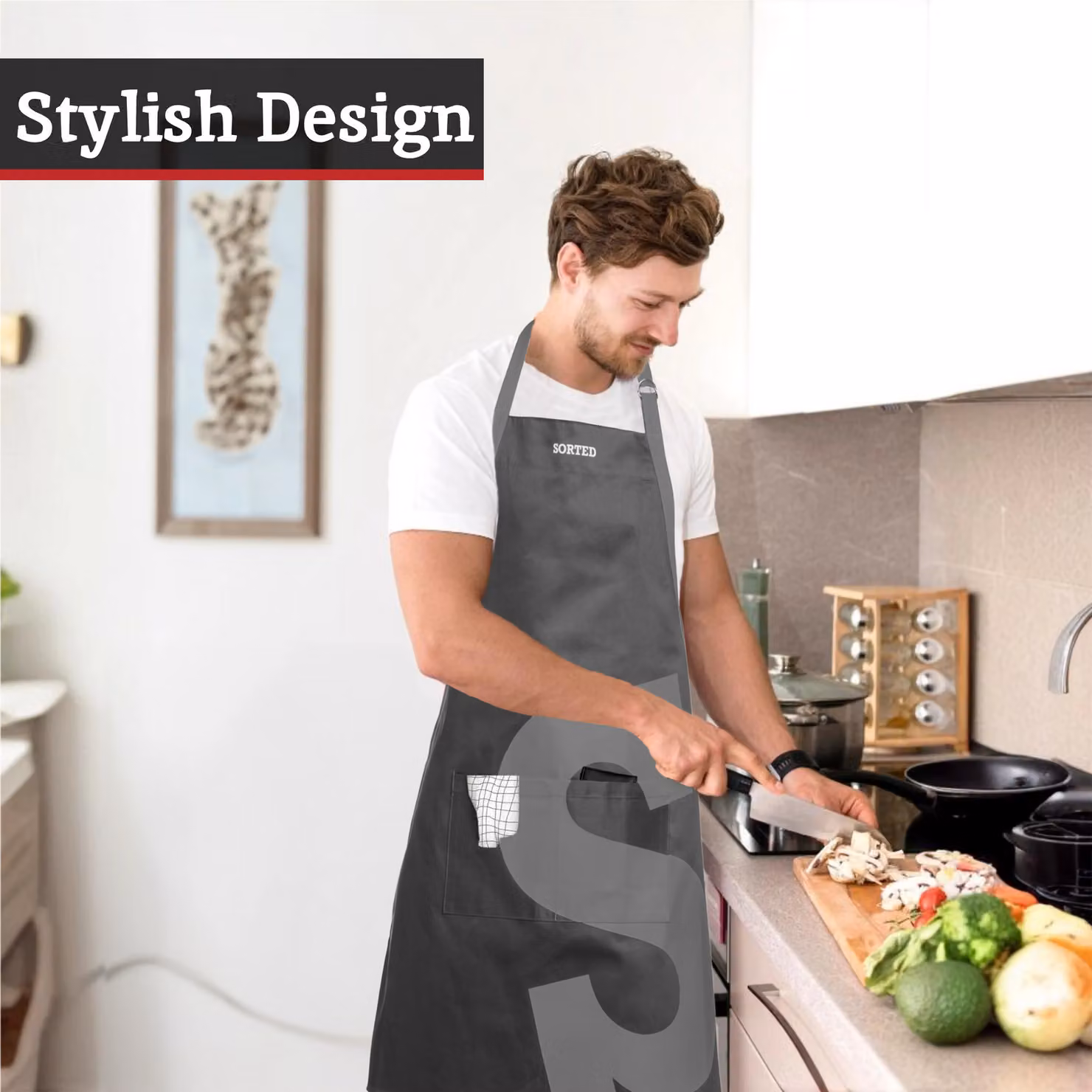 Orsina Versatile Black and Grey Logo Sorted Apron – 6
