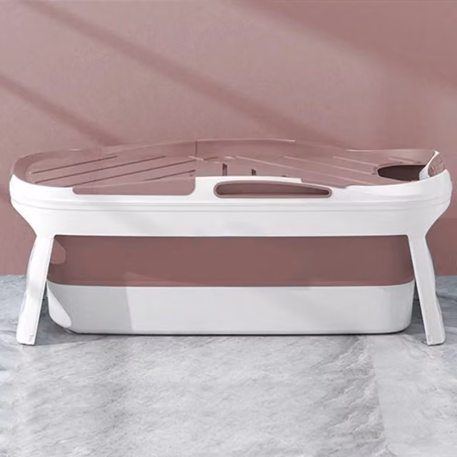 PAWNORA Portable Folding Bathtub in Pink, W: 113 cm, D: 63 cm, H: 54 cm