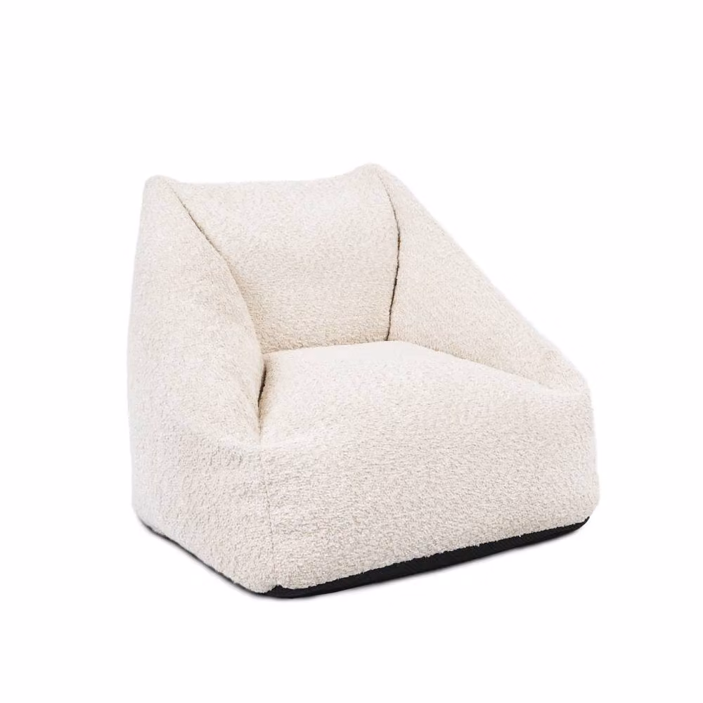 rucomfy Kids Bean Bag Chair in Beige Bouclé Fabric with Removable Cover – 2