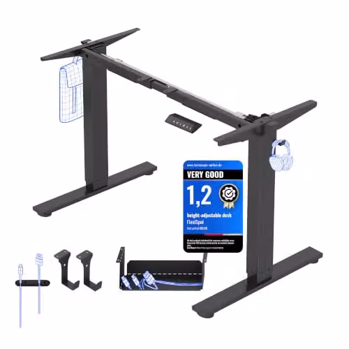 FLEXISPOT Electric Height Adjustable Standing Desk with Heavy Duty Steel Frame in Matt Black