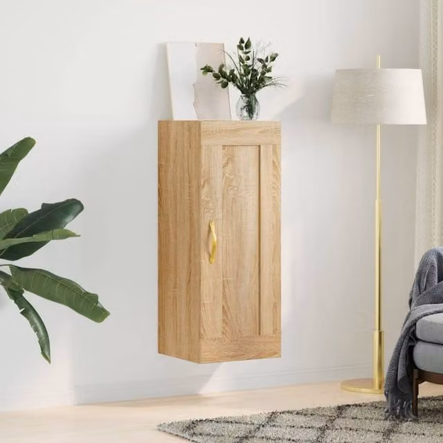 Berkfield Home Wall Mounted Cabinet in Sonoma Oak, Brown, W/D/H: 34.5 x 34 x 90 cm