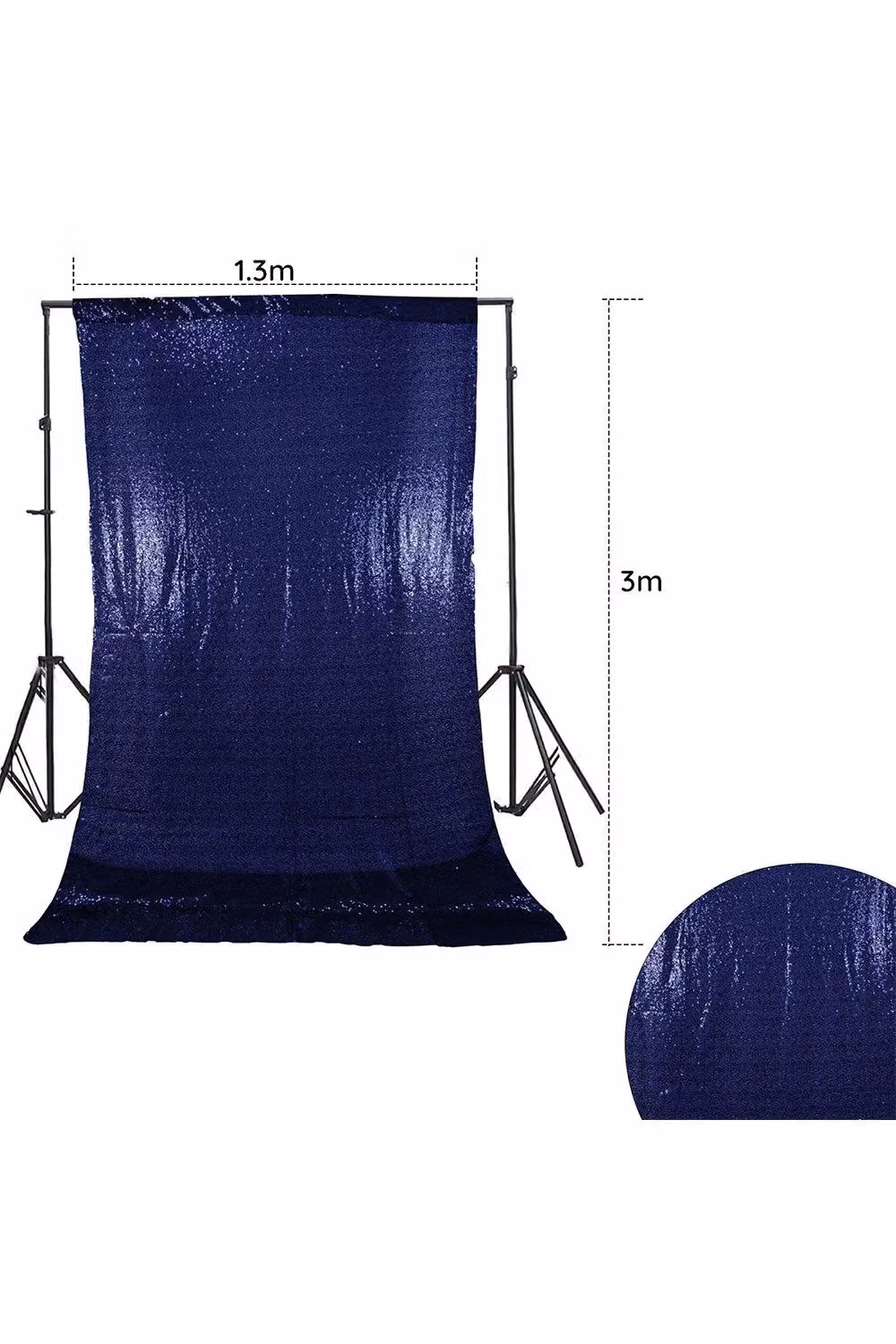 Neel Blue Shiny Sequin Backdrop Glitter Curtain, W: 121.92 cm, H: 274.32 cm – 2
