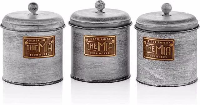 The Mia UK Mia Stone Series Coffee, Tea and Sugar Jar Set in Grey, Height: 17 cm