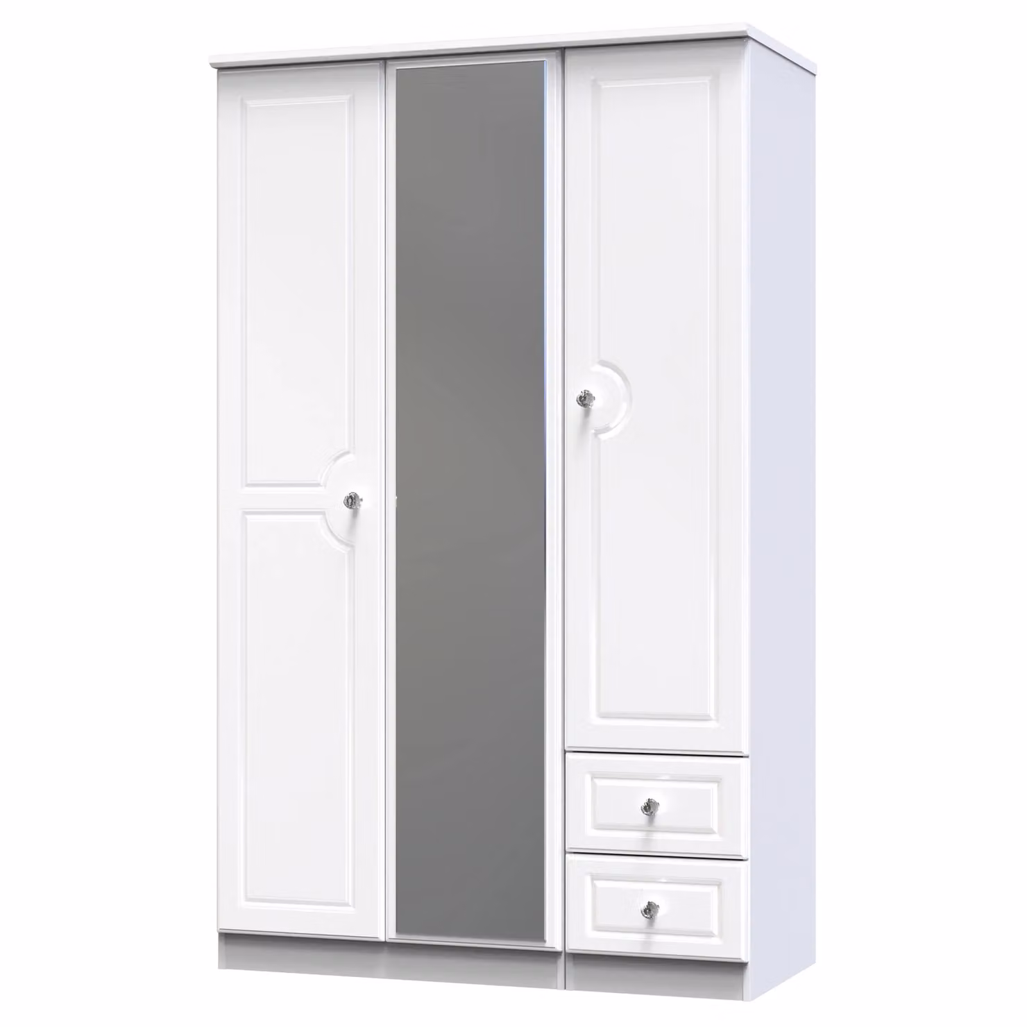 Ready Assembled 2 U Stratford Tall Triple Mirror and Drawer Wardrobe in White – 2